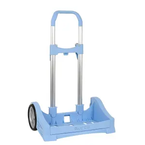 Safta Carro Portamochilas Universal con Ruedas Antivibración 14cm - 40x85x28cm - Azul Claro