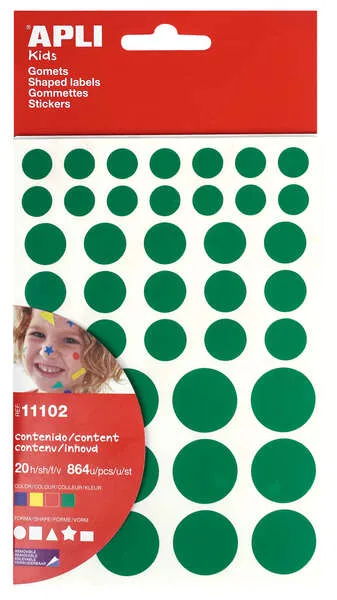 Apli Gomets Adhesivos Removibles - 864 Piezas - Colores, Formas y Tamaños Variados