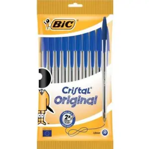 Bic Cristal Original Pack de 10 Bolígrafos de Bola Punta Redonda 1.0mm Azul