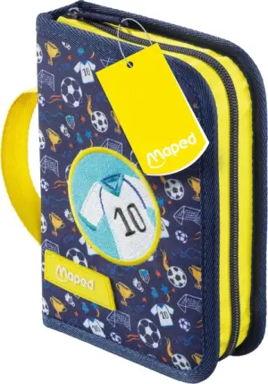 Maped Estuche de Fútbol con 31 Artículos: Goma, Sacapuntas, Lápiz HB, Bolígrafos, Regla, Lápices de Colores y Rotuladores