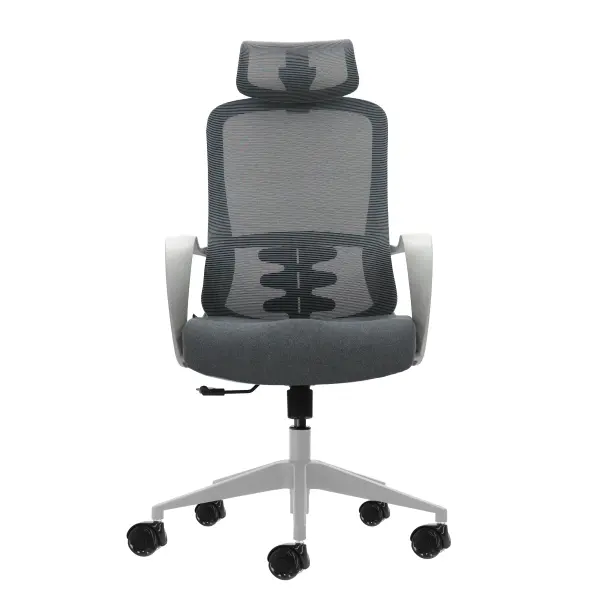 Oqonos Cherg 008 Silla de Oficina Ergonomica con Reposacabezas Ajustable y Respaldo de Malla Transpirable - Gris