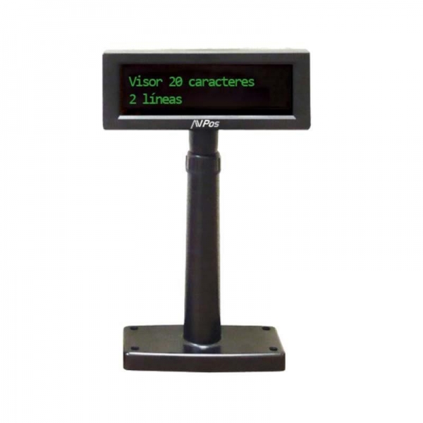 Avpos Visor Vfd220 - 2 Lineas De 20 Caracteres - Color De Pantalla Verde - 267 Tipos De Caracteres Internacionales - Usb - Color Negro