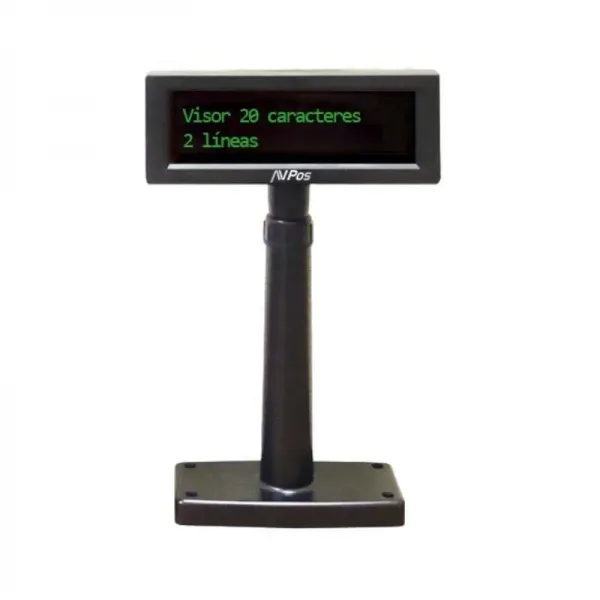 Avpos Visor Vfd220 - 2 Lineas De 20 Caracteres - Color De Pantalla Verde - 267 Tipos De Caracteres Internacionales - Usb - Color Negro