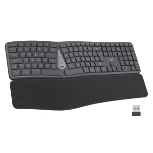 Ewent Teclado Inalámbrico Ergonómico QWERTY PT con Batería de Litio Recargable 300mAh