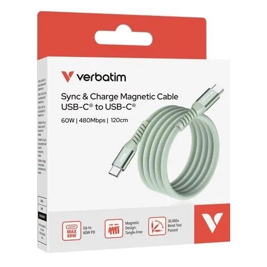 Verbatim Cable Magnetico Tipo Usb-C/M - Usb-C/M Verde 60W 1,20 M