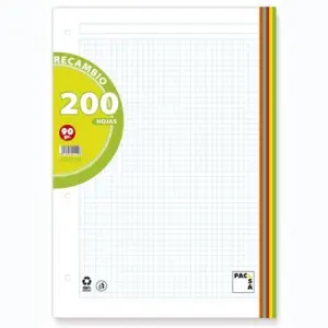Pacsa Recambio 200H A4 90g 5x5 con Greca y 4 Taladros