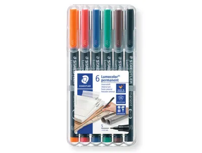 Staedtler Lumocolor 317 Pack de 6 Rotuladores Permanentes Punta Media 1mm Colores Surtidos