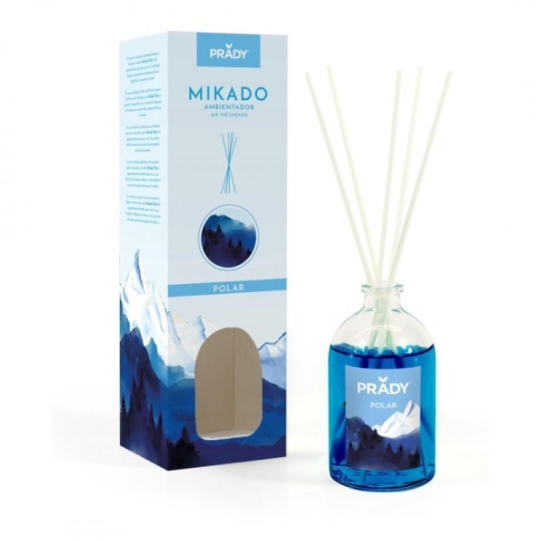 Prady Ambientador Mikado Polar - Frasco De Cristal 100 Ml Y Varitas Difusoras