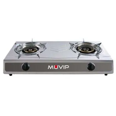 Muvip Serie Strong Cocina De Gas Inox 2 Fuegos - Encendido Piezoelectrico - Quemador De Hierro Fundido Desmontable