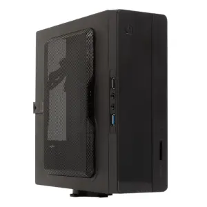 CAJA ITX UNYKAch UK1007 USO EN POSICION HORICONTAL O VERTICAL, INCLUYE SOPORTE VESA PARA COLGAR USB 3.0 + 2.0 CARD READER INCLUYE FUENTE ITX