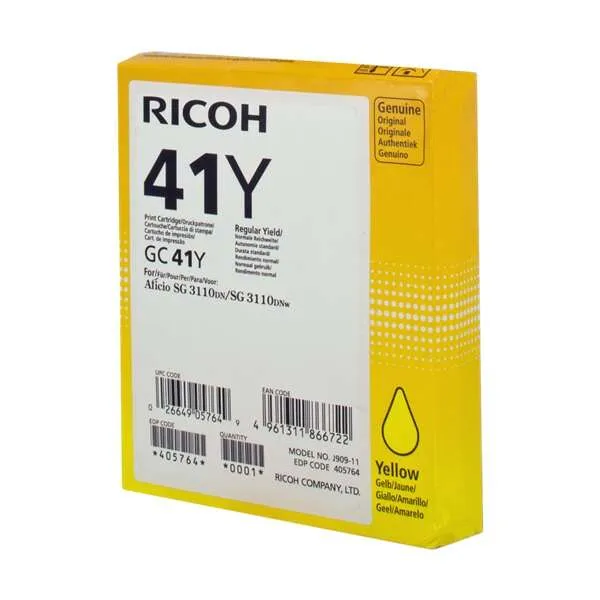 Ricoh GC41 Amarillo Cartucho de Gel Original para Impresoras