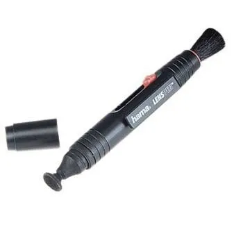 Hama Bolígrafo de Limpieza para Cámaras con Cepillo Retráctil y Punta de Terciopelo, Negro