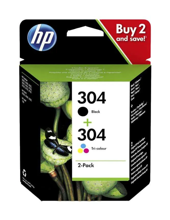 HP Cartucho Nº 304 Pack de 2 Negro y Color 3JB05AE
