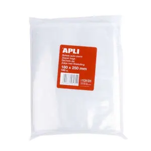 Apli Bolsas Autocierre 180x250mm LDPE Transparentes Pack 100 Unidades
