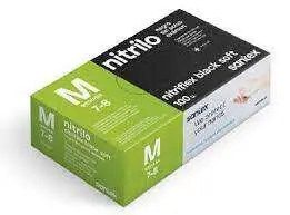 Santex Nitriflex Black Soft Pack 100 Guantes Nitrilo Examen Talla M 3.5g Sin Polvo Latex Free