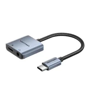 Vention Adaptador Audio DAC USB-C Macho a Jack 3.5mm Hembra - Power Delivery 60W - 10cm