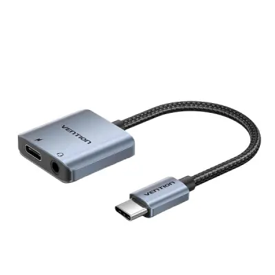 Vention Adaptador Audio DAC USB-C Macho a Jack 3.5mm Hembra - Power Delivery 60W - 10cm