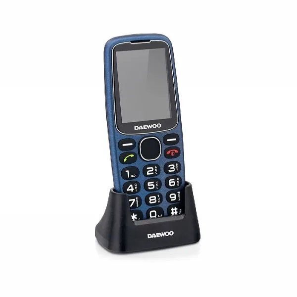 Daewoo Telefono Movil Para Mayores - Pantalla 2.4" - Teclas Grandes Retroiluminadas - Bateria 1.400Mah - Boton Sos Trasero - Dual Sim - Jack 3.5Mm - Radio Fm - Usb-C - Color Azul