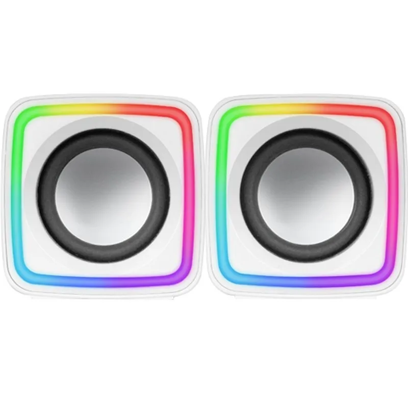 Mars Gaming Altavoces 2.0 MSCube White 8W RMS Sonido DSP Espacial Iluminación RGB
