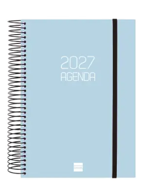 Finocam Espiral Basics Opaque Agenda Anual 2027 1 Día por Página E10 155x212mm Celeste