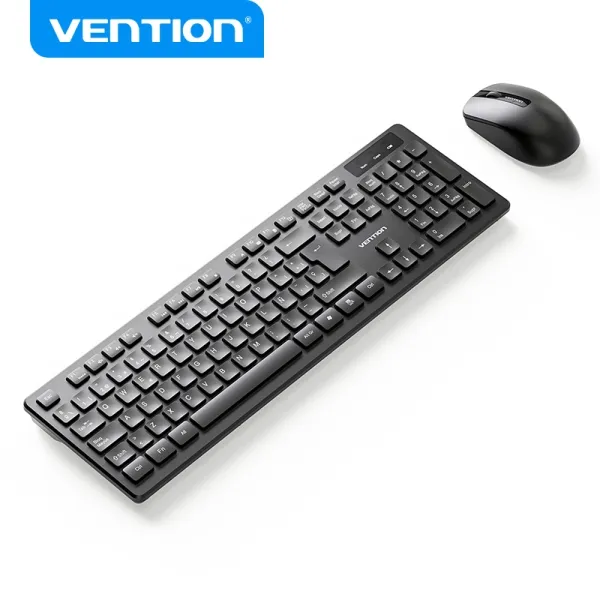 Vention KTD Combo Teclado y Ratón Inalámbrico 2.4GHz 1200 DPI 104 Teclas Negro