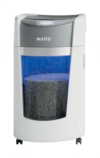 Leitz IQ OptiMax 550 Destructora de Papel Manual DIN P5, 10 Hojas, 120 Min, 35L, Blanco/Gris
