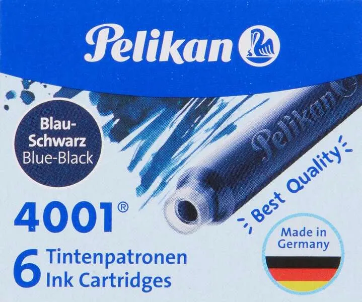 Pelikan Caja de 6 Cartuchos 4001 TP/6 Tinta Alta Calidad Compatible Plumas Estilográficas Azul/Negro