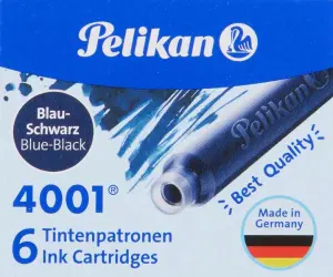 Pelikan Caja de 6 Cartuchos 4001 TP/6 Tinta Alta Calidad Compatible Plumas Estilográficas Azul/Negro