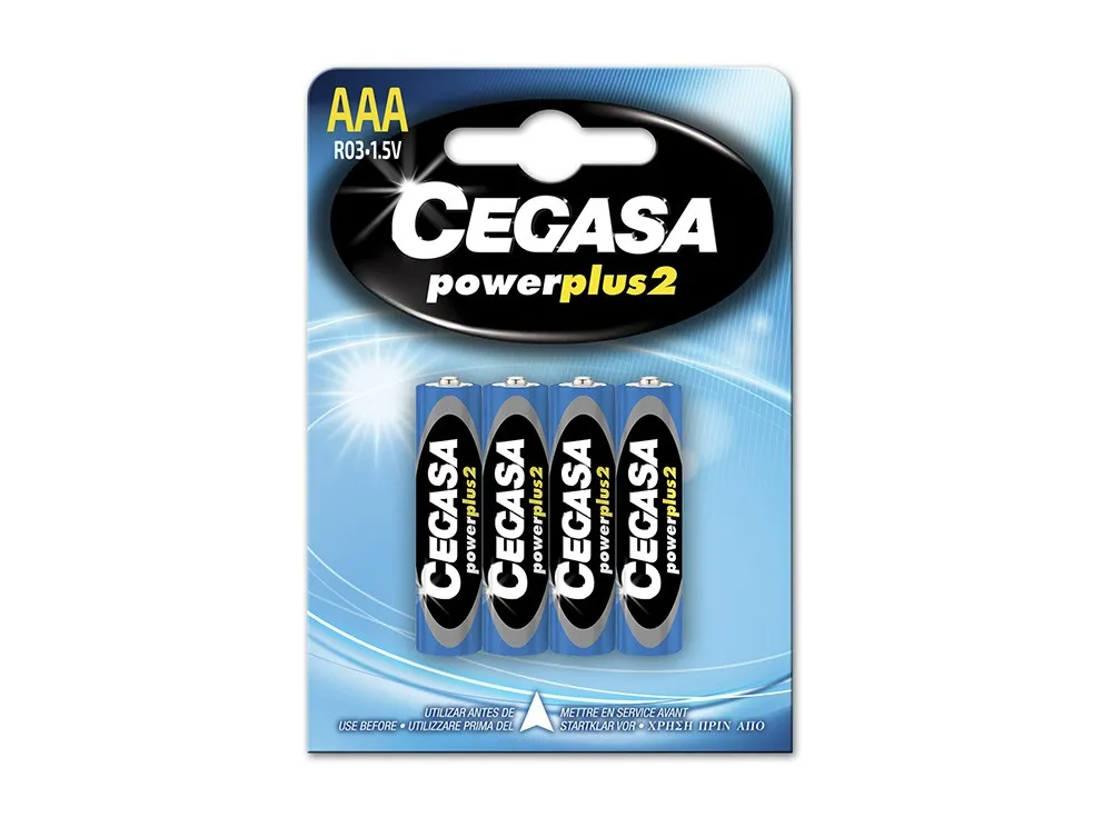 Cegasa Power Plus 2 Pack de 4 Pilas R03 AAA - Pilas Salinas para Aparatos de Bajo Consumo