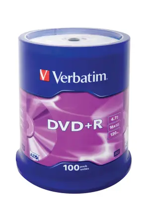 Verbatim DVD+R 4.7GB 16X 100 Pack Spindle Superficie Mate Plata