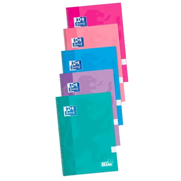 Oxford Cuaderno Espiral Tapa Extradura Write&Erase 80 Hojas Folio 4x4 Colores Surtidos