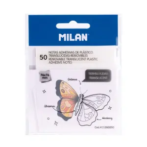 Milan Bloc Notas Adhesivas 50H 76x76mm Plástico Translúcido