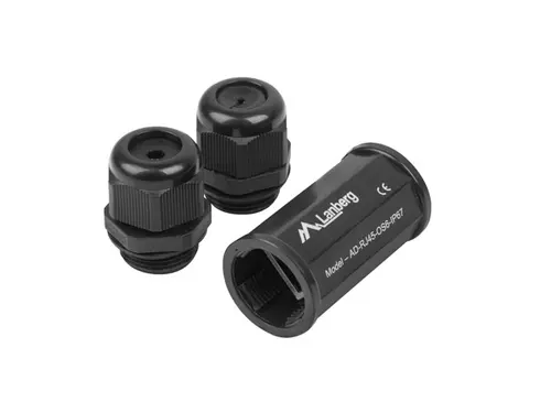 Lanberg Adaptador RJ-45 Cambio de Género Negro IP67