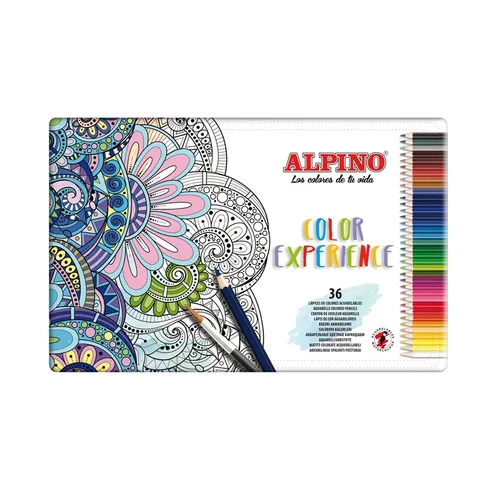 Alpino Lápices De Colores Experience Acuarelables 177Mm C/Surtidos Estuche Metálico 36 Ud