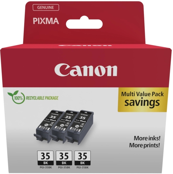 Canon Pgi-35Bk Multipack De 3 Cartuchos De Tinta Originales Negro - 1509B028