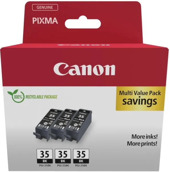 Canon Pgi-35Bk Multipack De 3 Cartuchos De Tinta Originales Negro - 1509B028