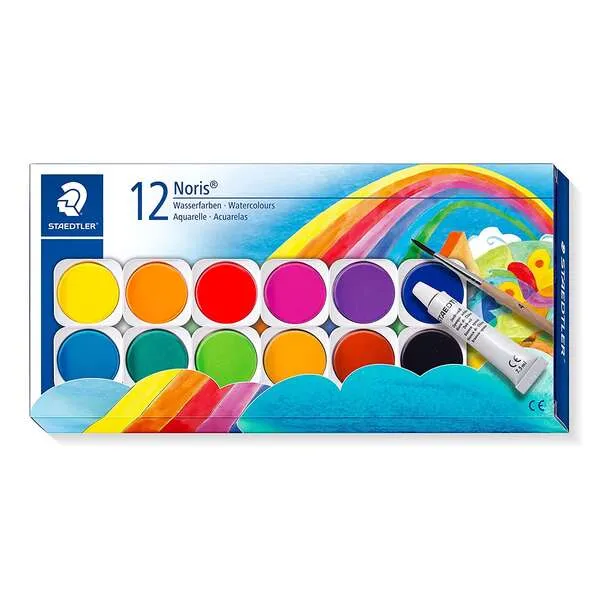 Staedtler Noris 888 Acuarelas Mezclables 12 Colores Surtidos con Pincel y Tubo Zinc