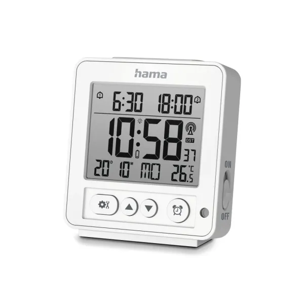 Hama Radio Reloj Despertador Digital con Termómetro y 2 Alarmas Configurables - Blanco
