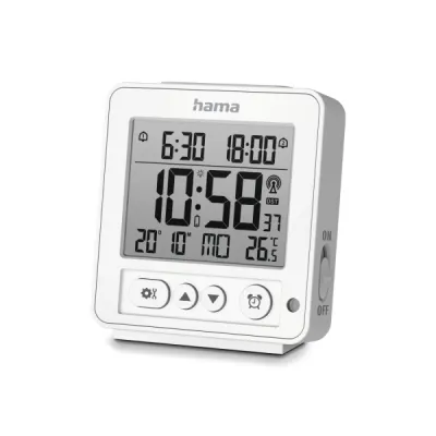 Hama Radio Reloj Despertador Digital con Termómetro y 2 Alarmas Configurables - Blanco