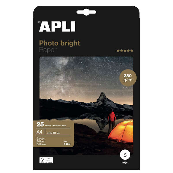 Apli Papel Fotografico Photobright A4 280G 25 Hojas