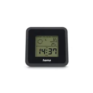 Hama Borneo Medidor de Temperatura y Humedad Interior con Pantalla Digital y Reloj - 8x1.2x8cm - Negro