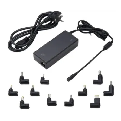 Ewent Cargador Universal para Portátil 90W con 11 Clavijas Intercambiables, Automático y Gestión Inteligente de Corriente, Negro
