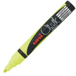 Uni-Ball Marcador De Tiza Líquida Chalk PWE-5M Amarillo Flúor Caja 6 Ud