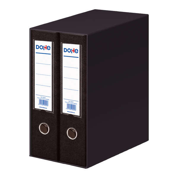 Dohe Modulo De 2 Archivadores Folio Lomo Ancho Con Ollao Y Rado - Carton Forrado Con Polipropileno - Cantoneras Metalicas - Palanca De Maxima Calidad - Color Negro