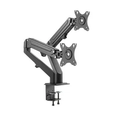 Cromad Soporte de Mesa con Pistón de Gas para 2 Monitores 17"-27" - Ajustable, Giratorio e Inclinable