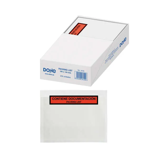 Dohe Caja De 250 Sobres Autoadhesivos - Packing List - Medidas 180 X140Mm