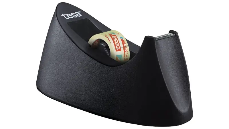 Tesa Curve Dispensador de Cinta Adhesiva + Rollo 19mm x 10m Color Negro