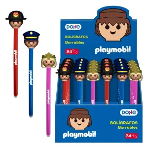 Dohe Expositor Playmobil de 24 Bolígrafos Borrables - Punta 1mm, Trazo 0.5mm, Tinta Azul