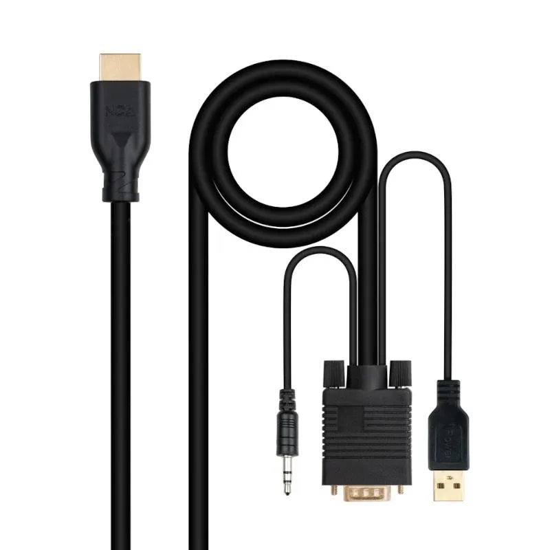 Nanocable Cable Conversor VGA a HDMI con Audio - 1.8m - Negro