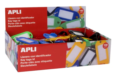 Apli Llaveros Porta Etiquetas Plástico Caja De 100 C/Surtido